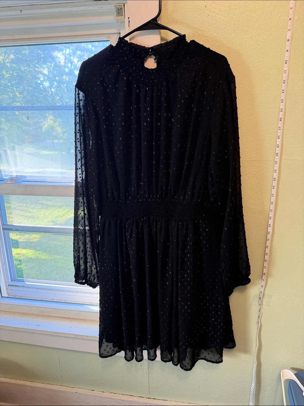 torrid Black Long-Sleeve Swiss Dot Mini Dress